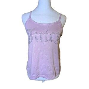 Juicy Couture Sleepwear Women's Size Small Velour Pink Embossed Tank Top AOP